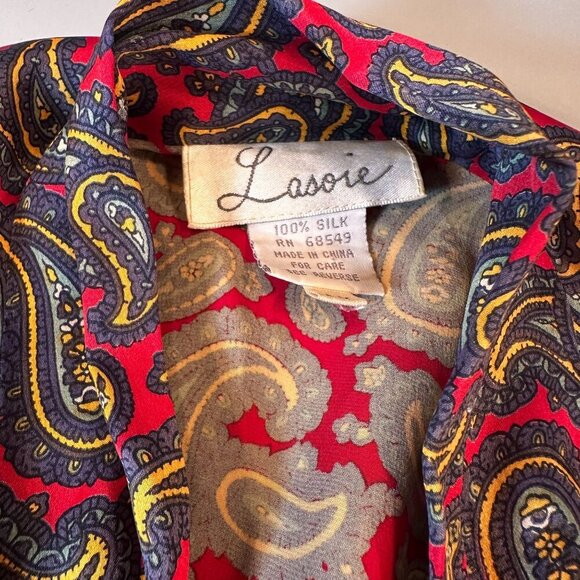 La Soie Silk Robe Sleepwear Women Paisley Intimate Long Sleeve Kimono Vintage - Picture 12 of 16